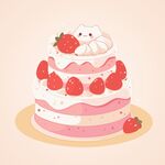 草莓奶油蛋糕插画