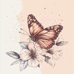 蝴蝶栖花唯美插画