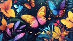 梦幻蝶舞花丛插画