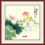 国画荷花竹子
