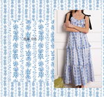 蓝白碎花长裙展示