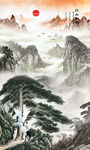 国画迎客松