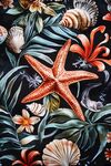 海洋风情海星贝壳花卉图案
