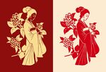 古风明代美女桂花图案