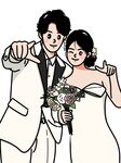 甜蜜新婚夫妇幸福合影