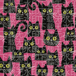 黑猫图案 粉色背景上的萌趣猫群