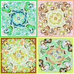 多彩复古花纹图案拼方巾