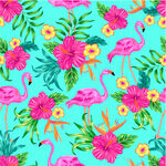 火烈鸟花卉图案背景数码印花