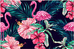 火烈鸟与花卉热带风图案数码印花