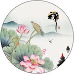 禅意荷花图