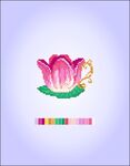 粉色花茶具图案十字绣拼豆像素图