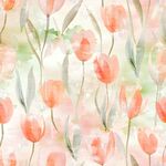 粉色水彩风郁金香花卉图案无缝