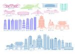 惠州地标建筑矢量图