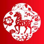 中式剪纸风骏马图2026年马年