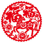 中式剪纸风骏马图2026年马年