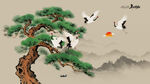 迎客松山水画