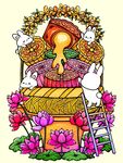 中秋玉兔月饼贺月插画
