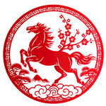 中式剪纸风骏马图2026年马年