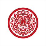 圆形剪纸风老虎图案
