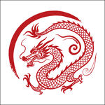 中式传统红色龙纹图案