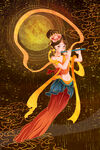 敦煌飞天神女弹奏乐器插画