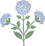 蓝色花卉植物插画图案