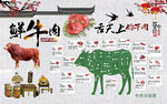 鲜牛肉分割图美食背景墙