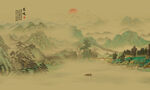 新中式江山如画水墨山水背景墙