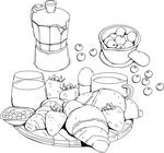 手绘早餐美食场景 矢量图