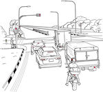 城市道路车辆行驶场景 矢量图