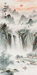 竖幅玄关山水画