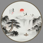 圆形山水画