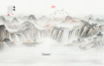 国画水墨山水风景画