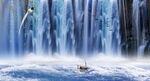 高山流水瀑布山水图