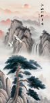 迎客松玄关山水画