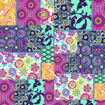 多彩民族风几何花卉图案