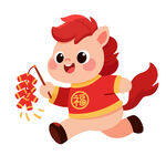 小马贺岁手持鞭炮迎新春2026