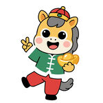 卡通小马拜年啦2026年马年