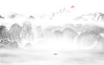 国画水墨山水画