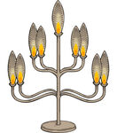 复古多烛台金属灯具 矢量图