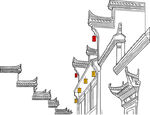 古建屋檐风景 矢量图