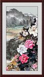 国画牡丹山水图