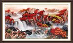 山水瀑布国画美景