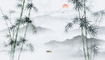 水墨竹子山水画