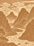 线条山水