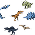 多样史前恐龙与翼龙插画