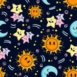 可爱太阳星星月亮卡通图案