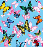 多彩蝴蝶图案背景数码印花四方连