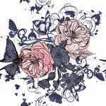 花卉蝴蝶装饰图案设计数码印花四