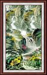 山水瀑布国画风景图